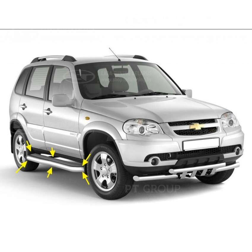 Защита переднего бампера двойная Ø63/51 мм (НПС) Chevrolet NIVA с 2009