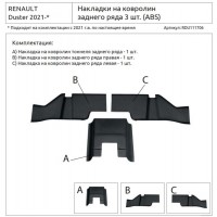Накладки на ковролин заднего ряда (3 шт) (ABS) RENAULT Duster 2021-