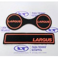 Коврики тоннеля пола (2 шт.) оранжевые с неоновым логотипом «Largus» | Lada Largus