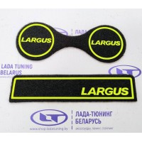 Коврики тоннеля пола (2 шт.) салатовые с неоновым логотипом «Largus» | Lada Largus