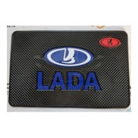 Липучий коврик 13х20см на панель приборов с логотипом LADA